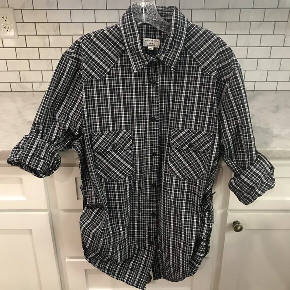 Matchstick Shirt Mens 2XL Black White Plaid Western Button Up Long Sleeve Cotton - Picture 4 of 12